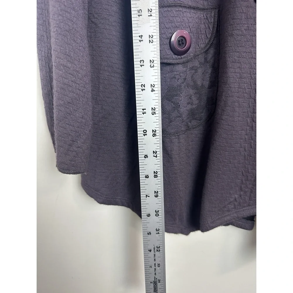Parsley & Sage Women Large Button Up Tunic Jacket Purple Stretch‎ Floral Artsy